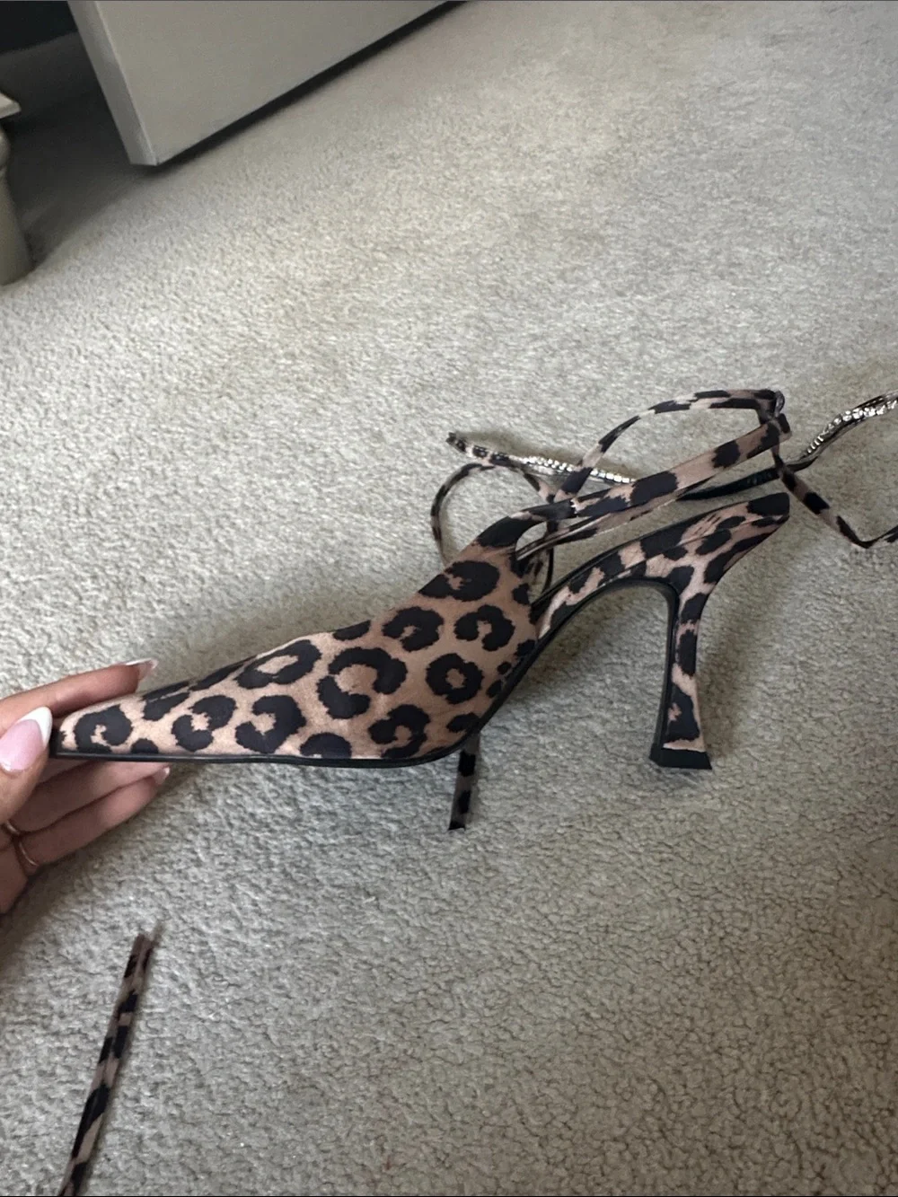 Zara Leopard Print Pointed Slingback Heels in Brown and Black